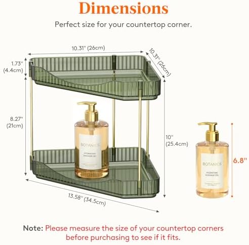 Lifewit 2 Tier Corner Bathroom Counter Organizers and Storage, Green - Image 2