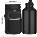 Nuovoware Water Bottle Carrier Bag, 64oz Bottle Pouch Holder, Adjustable Shoulder Hand Strap 2 Pocket Sling Neoprene Sleeve Sports Accessories for Hiking Travelling Camping, BlackCoal - Image 4
