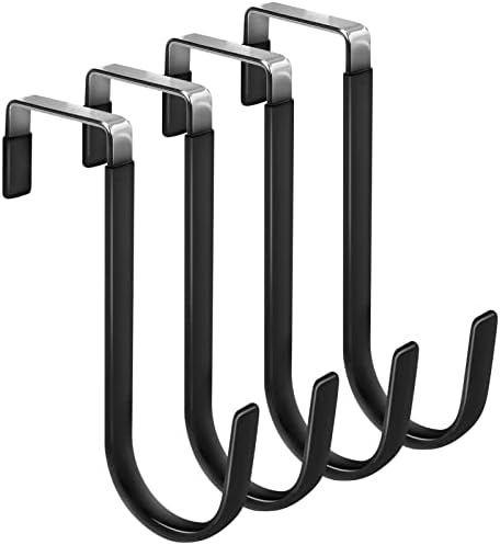 FYY Over the Door Hooks, Single-Hanger 4 Pack, Fits Doors 1 3/8" Black by FYY