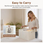 StorageWorks Linen Closet Storage Bins, 45L Storage Baskets, Beige, 2-Pack - Image 6