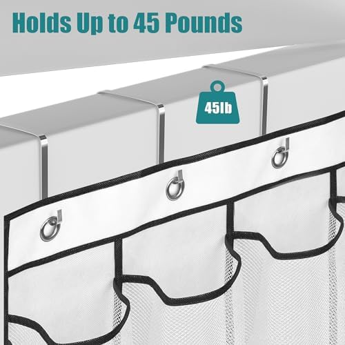 VOPTON 28Large Pockets Over The Door Shoe Organizer, Hanging Shoe Organizer for Closet, Premium Clear Shoe Rack for Door, Shoes Hanger Organizers Storage Holder for Back of Door and 4Metal Hook White - Image 3