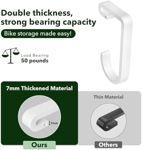 Thickened Bike Hooks for Garage Ceiling Rack,S Hooks for Hanging Bike,White - Image 4