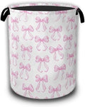Pink Bow Laundry Hamper,Laundry Baskets,Waterproof Oxford Cloth Toy Storage for Bedroom,Bathroom,Nursery,16x20.8 Inch by Unknown