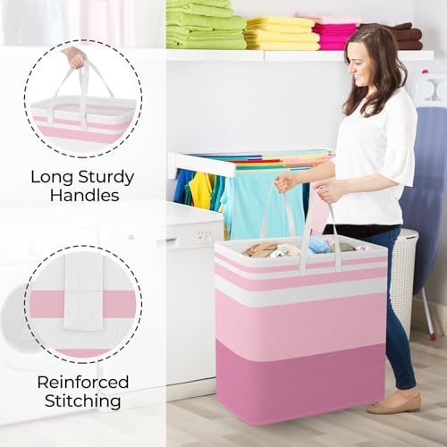 StorageRight Laundry Basket Hamper, 100L Collapsible Clothes Storage, Pink - Image 4