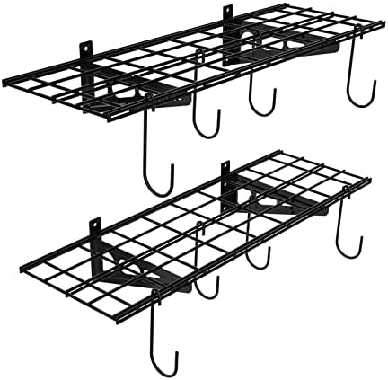 FLEXIMOUNTS 2-Pack 1x3 ft Garage Wall Shelving, Include 8 Bike Hooks, Black by FLEXIMOUNTS
