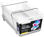 madesmart 2-Tier Organizer Slide-Out Baskets with Handles, Space Saving, Multi-Purpose Storage & BPA-Free, Large, Frost-with Dividers (Pack of 4) - Image 3