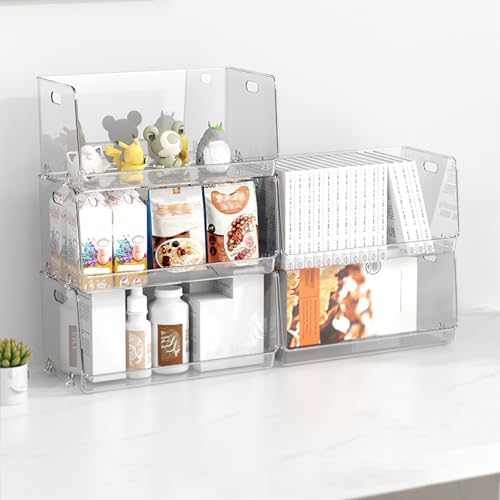 Nicunom 2 Pack Stackable Plastic Storage Bins Open Front, Clear Pantry Organizer Bin Household Food Storage Bin for Kitchen Countertops Cabinet Shelf - Image 6