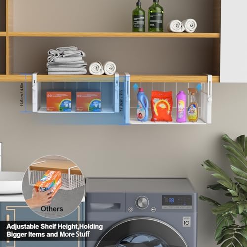 AmonHouseware 2Pack Under Shelf Storage Basket Organizer, White - Image 4
