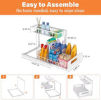 Under Sink Organizer 2 Tier, Pull Out Drawer Slides Under Sink Storage for Bathroom Kitchen,Multi-Purpose Drawer Under Cabinet Organizer for Cleaning Supplies (White, 1 Pack) - Image 2