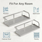 PUSDON 2-Pack Wide Hollowout Shower Caddy & Spice Rack, Wall Mount Bathroom Organizer with Mesh Bottom, Easy Access Cabinet Door Shelf Holds 50LBS - Silver Gray, Hollowout - Image 6