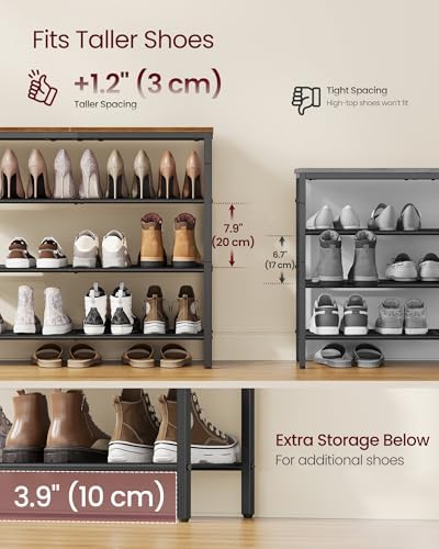 VASAGLE 4-Tier Shoe Rack, 15-20 Pairs, Metal Mesh - Image 3