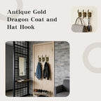 Antique Gold Coat Hooks,Dragon Design Heavy-Duty Wall Mounted Purse Hook, Unique Vintage Wall Hooks for Coats, Hats, Keys, Towels Bags, Decorative Bathroom Entryway Organizer,Set of Three - Image 4