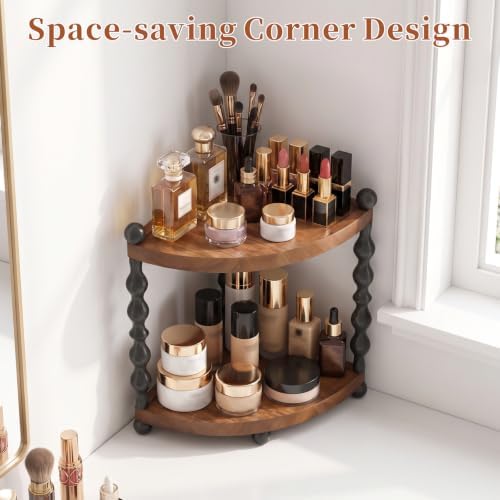 Retro 2-Tier Corner Bathroom Counter Organizer, Vanity Sink Shelf - Image 3