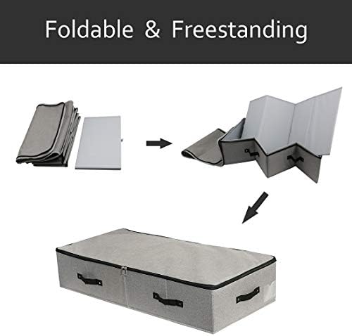 AMJ Large Sturdy Underbed Storage Box with Zip Lid, Rigid Sturdy Plastic Board inside, Handles on all sides, Dark Gray - Image 4