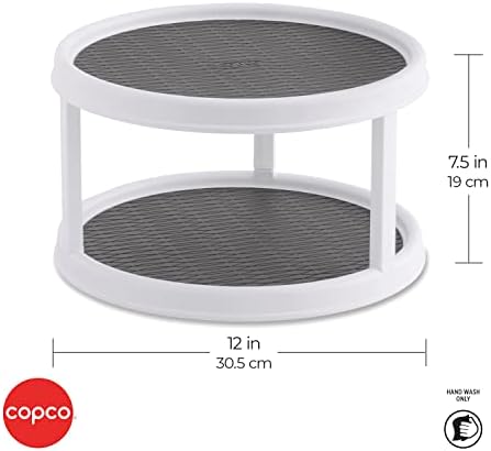 Copco Non-Skid Turntable, 2-Tier, 12-Inch, Durable & Easy Clean, White/Gray - Image 3