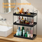NPPLUS 3 Tier Bathroom Counter Organizer Matte Black Acrylic Tray - Image 4