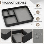 PU Leather Catch All Tray 11.8 x 7.9 x 1.25 Inch Black Valet Tray - Image 3