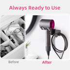 Hair Dryer Holder, Hair Dryer Holder Wall Mounted, Self Adhesive Blow Dryer Holder, Stainless Steel Hair Dryer Stand, Hairdryer Holder for Bathroom Black BANJEKT - Image 6