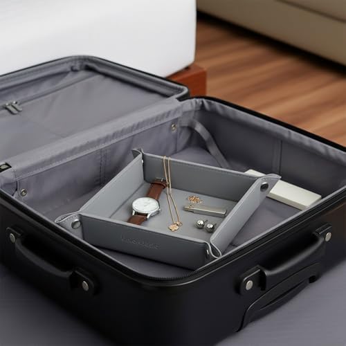 UnionBasic Small Valet Tray, Jewelry Tray for Rings Watches Earrings, Entryway Catchall Caddy for Coins Keys Change, Nightstand Bedside Valet Holder, Trays for Electronic Gadgets, Grey - Image 4