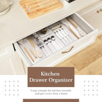 Criusia 11 PCS Clear Plastic Drawer Organizer Set - 5 Large Size Versatile Kitchen and Bathroom Organizer Trays, Non-Slip Storage Bins for Makeup, Utensils, Tool and Office Desk - Image 3