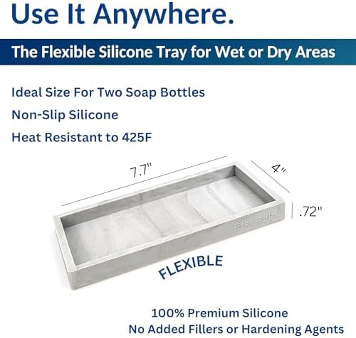 Spacewiser Countertop & Vanity Silicone Tray – 2 PC Small 7.7" Soap Tray - Image 3