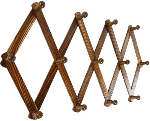 AMAPON Accordion Wall Hanger Expandable Coat Hat Rack 13Peg (Walnut) 2 Pack - Image 2