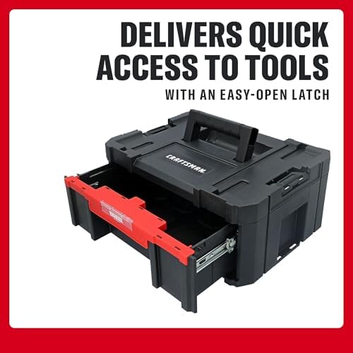 CRAFTSMAN VERSASTACK Tool Box, 16.9 In. Single Deep Drawer Plastic Tool Box Organizer, Heavy Duty 16.5 Lb. Load Capacity (CMST17803) - Image 3