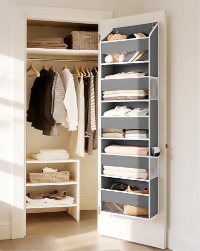 ULG Over the Door Organizer 2-Pack Door Hanging Organizer Closet Door Organizers and Storage for Clothes, Shoes, Toys Grey - Image 2