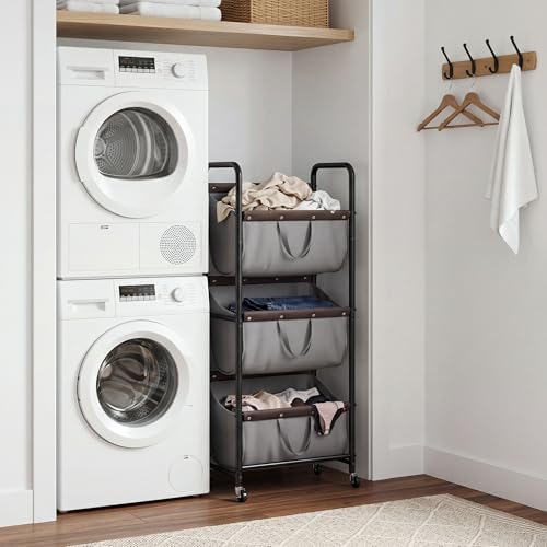 GRANNY SAYS 3 Tiered Laundry Sorter, Narrow Hamper Cart with Wheels - Image 6