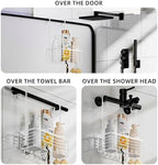 SHANSHUI Shower Caddy Hanging Bathroom Organizer Basket, Shampoo Bracket, Over Door Showers Caddy with Hooks, 304 Stainless Steel Rust Proof Rack- White - Image 2