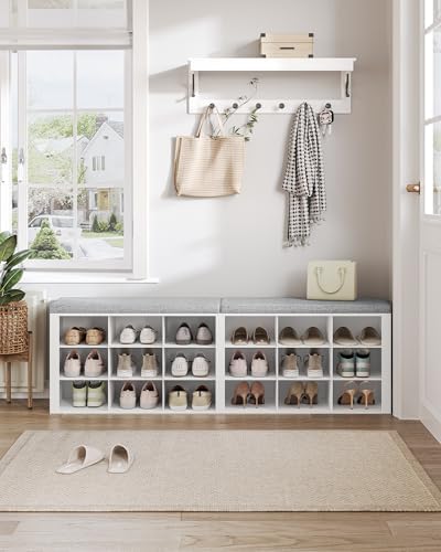 Hzuaneri Shoe Storage Bench with Cushion, Storage Bench with 18 Cubbies - Image 3