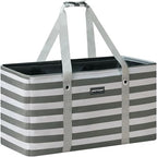 Stand Up Extra Large Utility Tote Bag, Foldable Reusable Grocery Bags with Metal Wire Frame & Reinforced Bottom Board, Large Utility Tote for Shopping, Car Trunk, Beach Bag (Grey) by PFFVRP