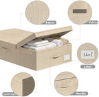 FHSQX Under Bed Storage Container 2Pack 6 Inches Low Profile Under-bed Organizer Bins Slim Under Couch Storage Box Ideal For Seasonal Clothes Blankets Towel Fabric (2, Beige, 31.5 * 16.5 * 6in) - Image 4