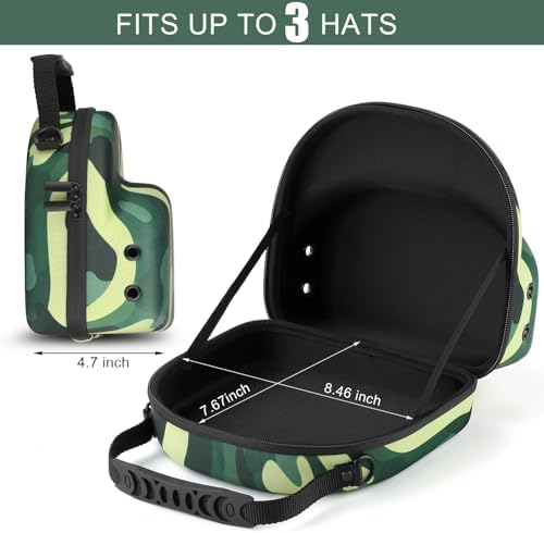 GERMUN Hard baseball hat case, Hat Carrier Travel Case with Adjustable Shoulder Strap, Hat cap case for 3 Baseball Caps - Perfect for Traveling & At-Home Storage (Camo Green) - Image 3