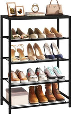 Yusong Shoe Rack Organizer, 5 Tier Industrial Shoe Storage Shelf for Closet Entryway, Narrow Sturdy Metal Shoe Shelves, Black by Yusong