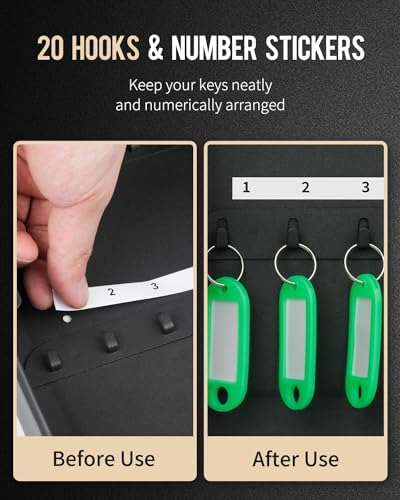 Uniclife 20-Key Steel Key Cabinet, Black Key Box with Combination Lock - Image 3