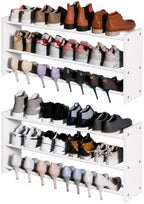 2 Pack 3 Tier Wall Mounted Shoe Rack, 17"-30"Adjustable Hanging Shoe Rack by HomeOrganizerandStorage