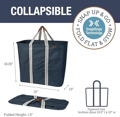 CleverMade Collapsible Laundry Caddy LUXE, 64L Pop-Up Hamper, 2 Pack, Navy - Image 2