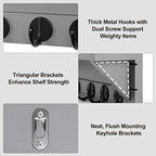 Lwenki Wall Key Holder with Shelf, Rustic Shelf with Hooks Made of Paulownia Wood Holds Keys, Dog Leash, Bags and More - 13.7" W x 4.7" H x 3.5" D Decorative Key Hanger and Entryway Shelf (Gray) - Image 3