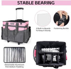 Large Rolling Cleaning Caddy Bag with Wheels, with Detachable Trolley, Cleaning Bags on Wheels for Housekeepers, Cleaning Cart Supplies Organizer for Home, Car, Picnic (Pink) - Image 2