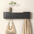 Wall Mounted Coat Rack with Shelf, Wooden Entryway Organizer with Hidden Metal Hooks for Hanging Coats Bags Keys, Modern Floating Shelf for Hallway Bathroom by VERASCOT