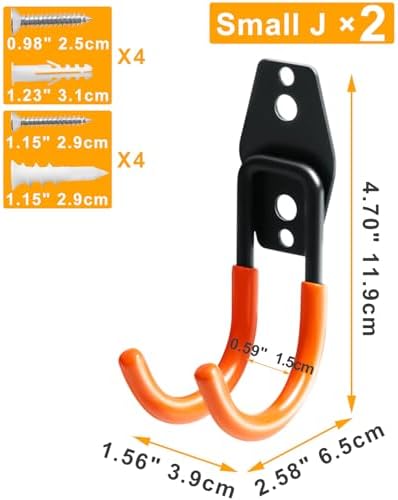 KURUI Heavy Duty Garage Hooks for Hanging, 2 Pack Metal Garage Organization Hooks, Garage Storage Hooks for Ladder Extension Cord Cable, Wall Mount Small Utility Hooks, Garden Tool Organizer/Hanger - Image 2