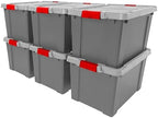 IRIS USA 6-Pack 20 Gal Heavy Duty Lockable Storage Totes with lids, Gray by IRISUSA