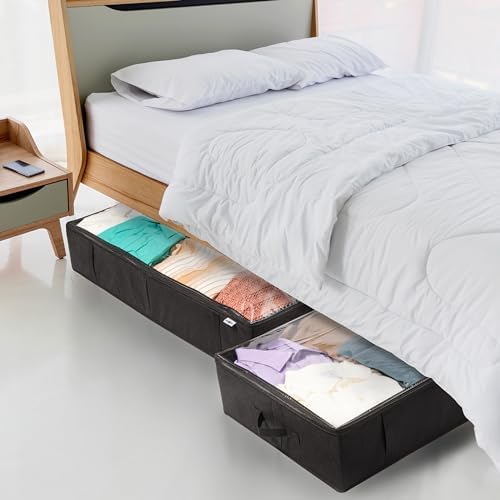 StorageExpert Under Bed Storage Containers, Closet Organizer, Black, 4 Pack | Under Bed Storage, Foldable Fabric, Large Capacity, Dustproof, Clothes Storage, Blanket Storage, Toy Organizer, Space Saving - Image 4