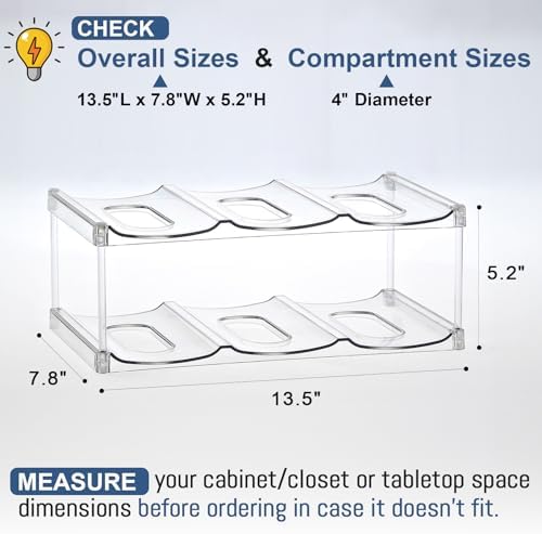 LARGER Compartment - Stackable Water Bottle Organizer Holder - for Stanley & Others' Large Tumbler - Clear Wine Rack, Cup Bottle Holder for Cabinet Home Countertop Fridge Pantry Shelf, 2 Tier Hold 6 - Image 5