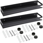 Lallisa 2 Pieces Stainless Steel Shelf Bathroom Shower Floating Shelves Wall Mounted Shower Caddy Basket Shelf Storage Organizer Shelves for Bathroom, Kitchen, Living Room(19.69 Inches/ 50 cm,Black) by Lallisa