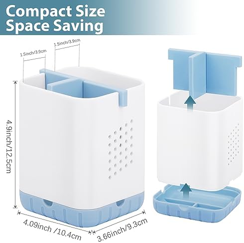 Boperzi Toothbrush and Razor Holder for Bathrooms - Countertop Organizer With Drainage, Anti-Slip Kids Toothpaste Caddy for Electric Toothbrush, Shower, Vanity - Blue - Image 6