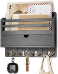 Rebee Vision Mail Organizer Wall Mount with 7 Key Hooks for Entryway, Black by REBEEVISION