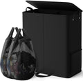 155L 2 Section Laundry Hamper with Lid, Laundry Basket, Black by Unknown