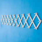 SKOLOO Accordion Wall Hanger with 28 Hooks, Modern Expandable Coat Rack Hat Rack for Wall, Solid Wooden, White by SKOLOO